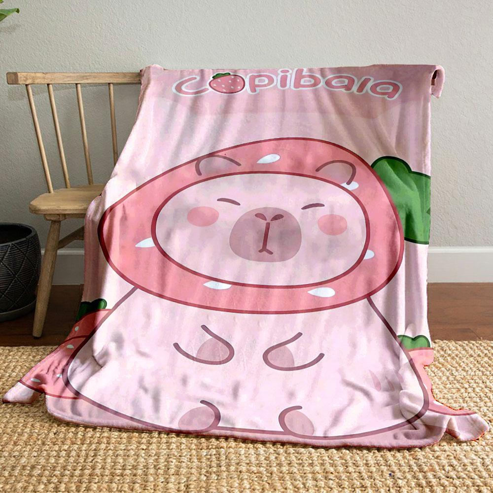 

Cute Pink Strawberry Capybara Blanket bedroom Blanket for Livingroom Couch lunch break Soft throw for Friend s festival Gift 80cm x 120cm
