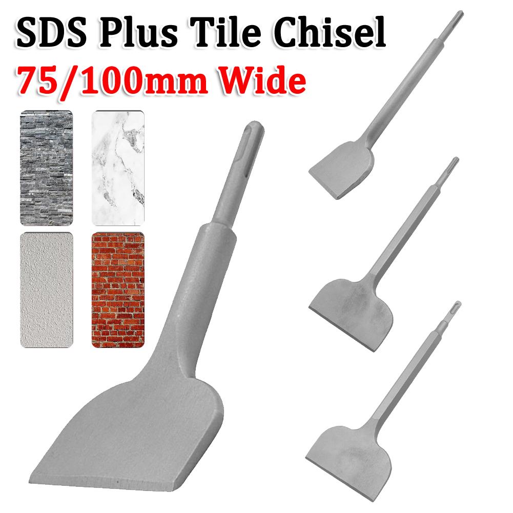 SDS Plus Tile Chisel Cemented Carbide Electric Hammer Chisel Power Tool Accessory 75/100mm Wide Tile Removal Chisel Scraper Bits