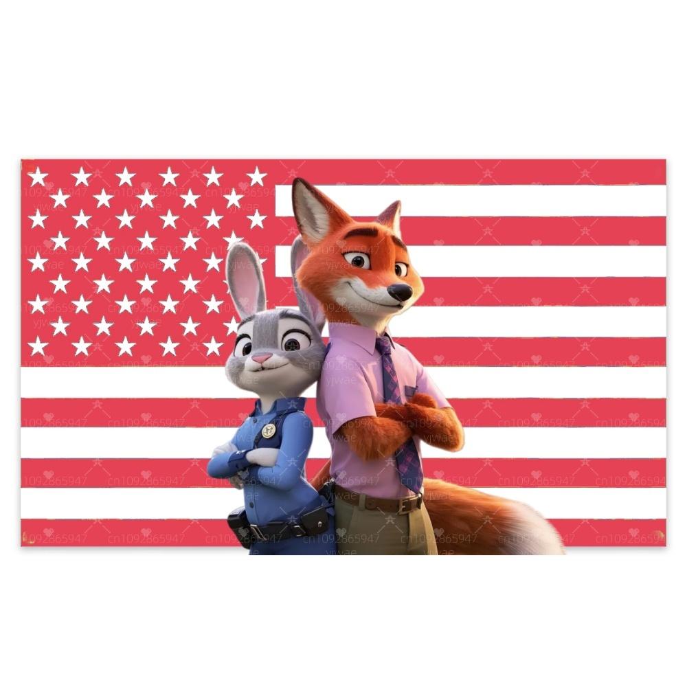 2025 New Zootopia Judy Nick Flag Print To Hang Decorative Flags for Rooms Home Decoration Flags and Banner Wall Tapestry