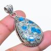 Natural K2 Blue Azurite Gemstone 925 Sterling Silver Jewelry Pendant 1.89" AP-14930