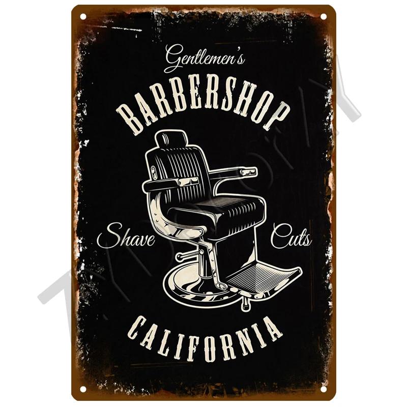 Vintage BARBER SHOP Metal Sign Poster Cafe Bar Pub Tin Sign Plaque Retro Haircut and Shave Beard Iron Plates Printing Home Decor