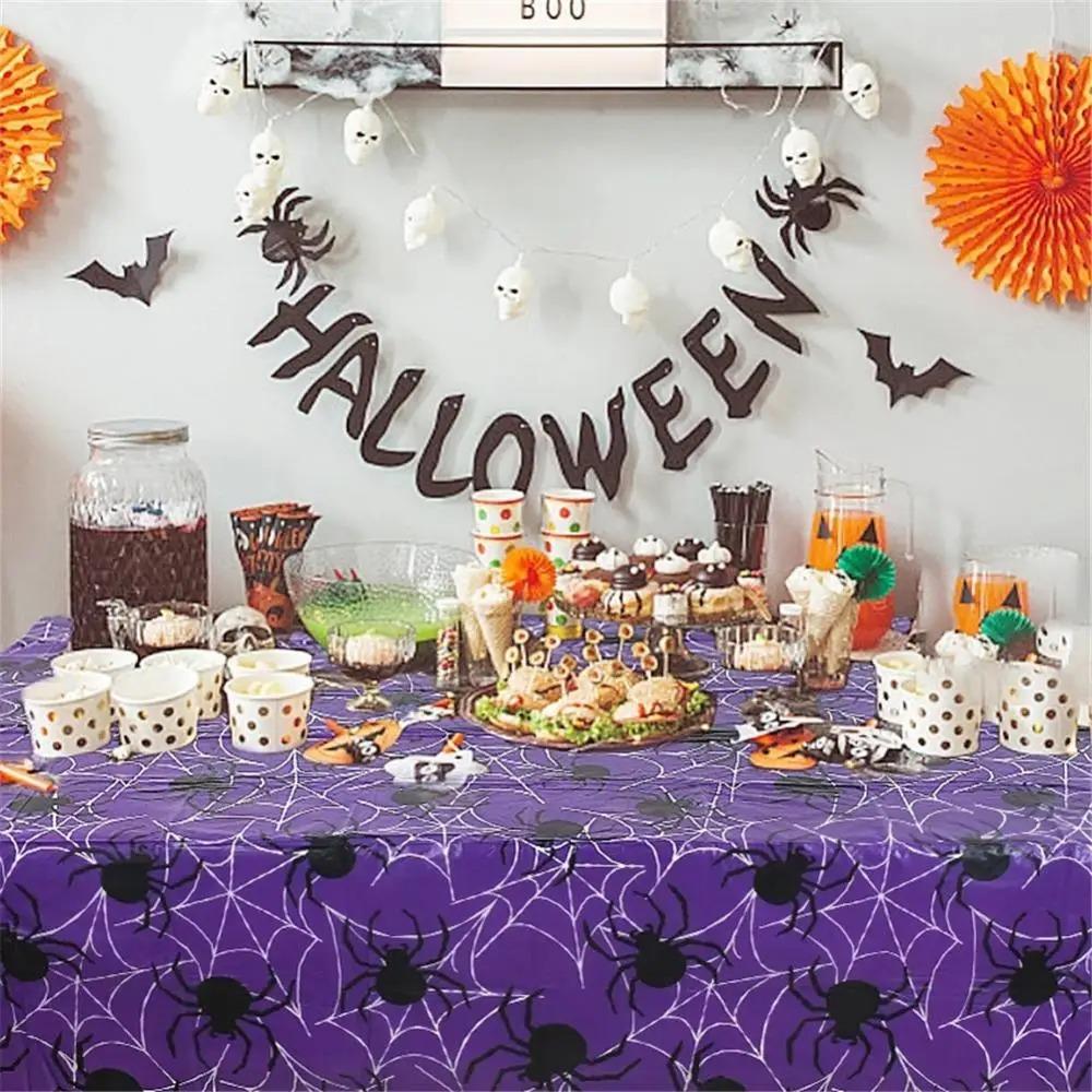 Pumpkin Ghost Bat Spider Snowman Dining Table Cover Disposable Tablecloth  Festival Party