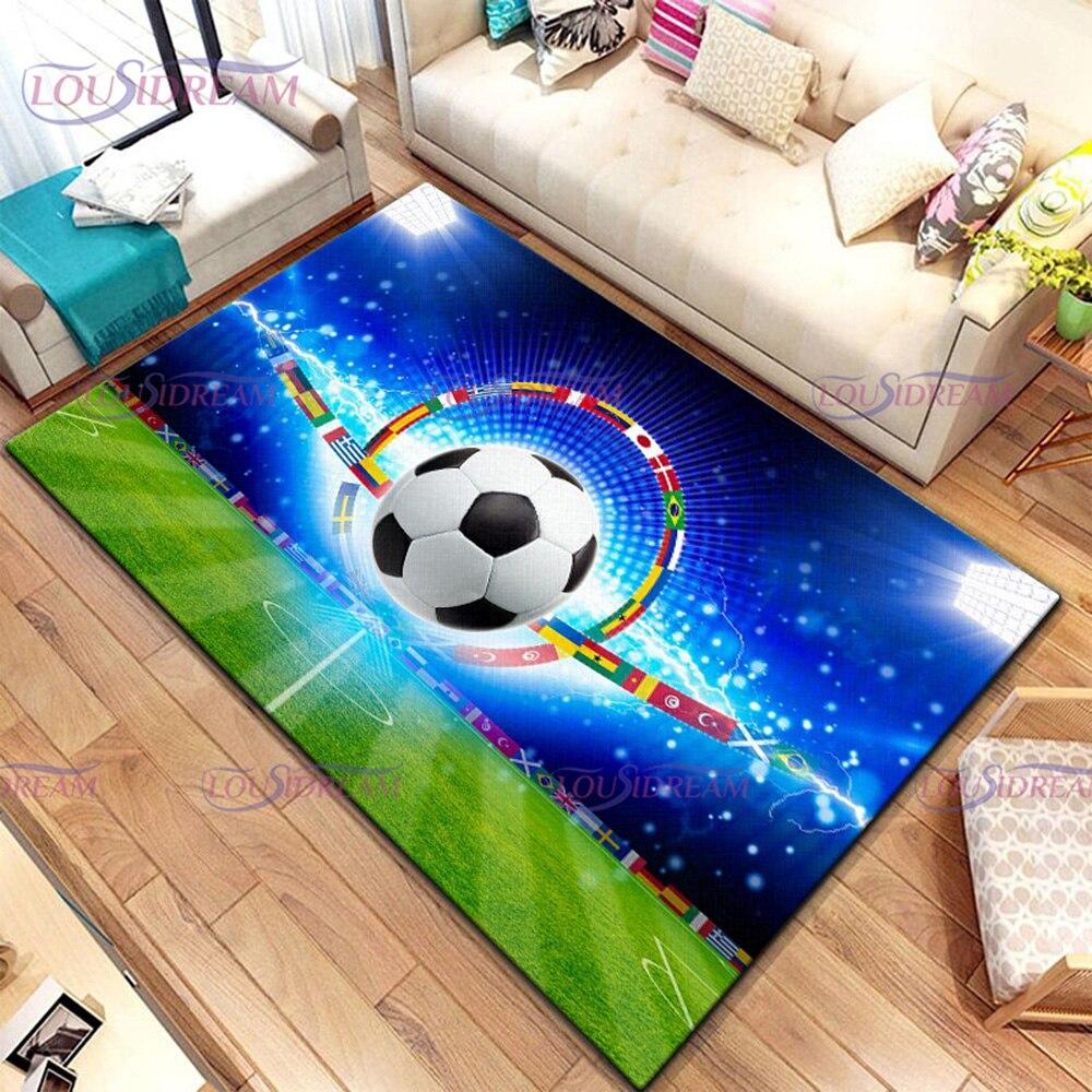 3D-Fußball-Fußball-Bilder-Teppich, Fußballfeld-Druck, Teppiche für Schlafzimmer, Wohnzimmer, Teppich, Hauseingang, Fußmatte, Kinderzimmer-Teppich