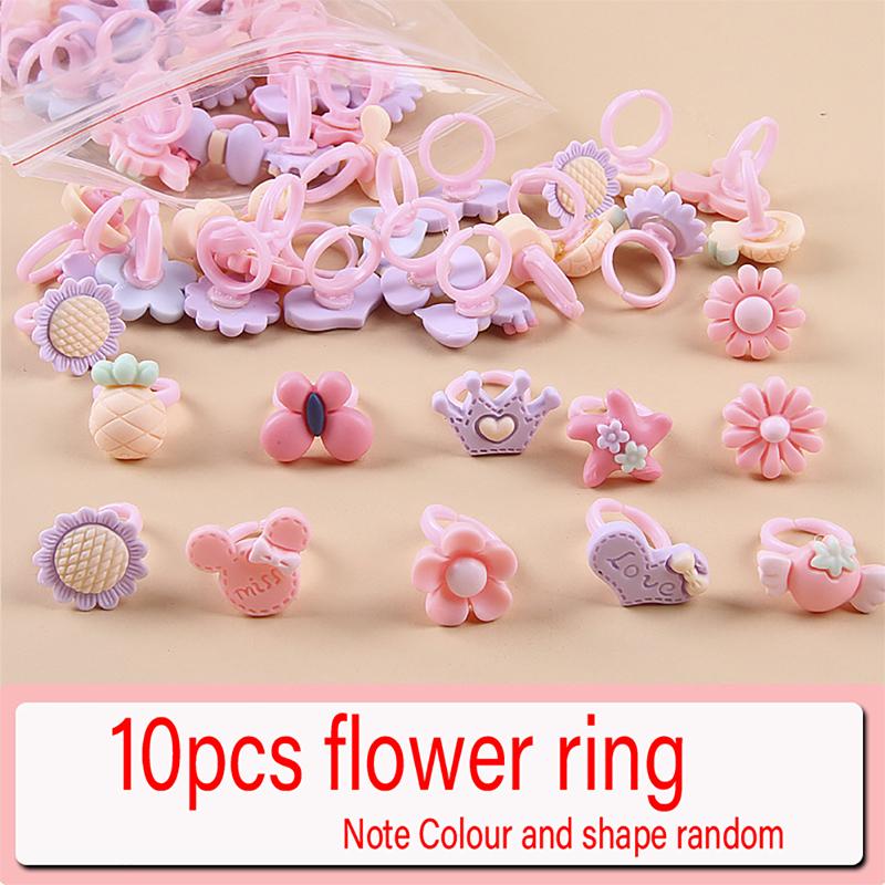 10Pcs Children'S Cartoon Princess Rings Candy Animal Bow Shape Ring