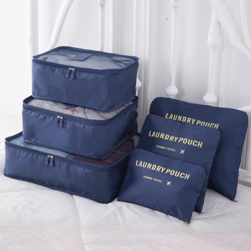 Travel Waterproof Nylon Zipper Mesh Storage Bag Set For Clothes Pouch Luggage Organizer Container