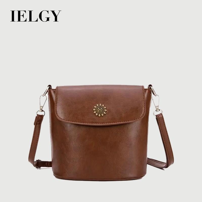 IELGY Ladies Messenger Bag Retro Lock Casual All-Match Bucket Bag