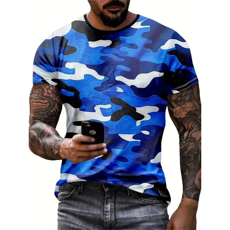 Camouflage Print Men's Tshirt Casual Comfortable Streetwear 3D Summer Outdoor Short Sleeve Crew Neck Sports Top Training T-shirt