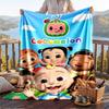 Warm Flannel Blanket Cocomelon Cartoon Pattern, Lightweight Comfortable Throw Blanket for Bed Sofa Use