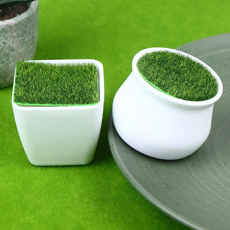 5Pcs Thickened Balcony Fake Flowers Garden Decoration Flower Pot Bonsai Ornament Flower Arrangement Device Vase With Woven Lawn