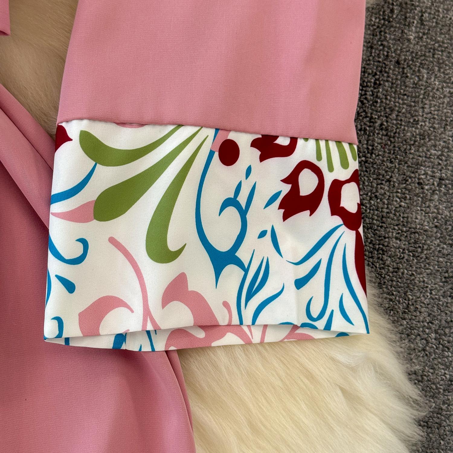 Осеннее винтажное женское длинное платье в стиле пэчворк с принтом — фото 14