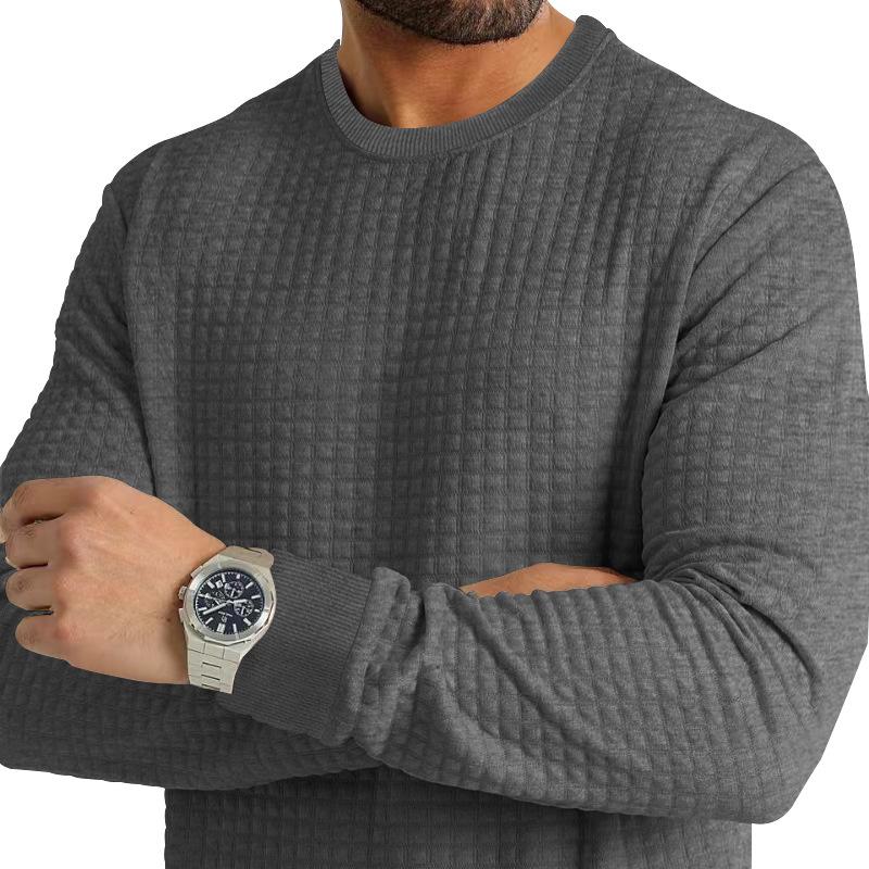 Autumn and Winter Men's Long-sleeved T-shirt Solid Colour Round Neck Knit Shirt Slim Small Square Men's Internal Bottoming Shirt