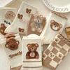 7 Pairs of Cute Coffee Colored Three-dimensional Bear Socks, Comfortable and Breathable Short Socks, Women's Long Socks and Sock Products