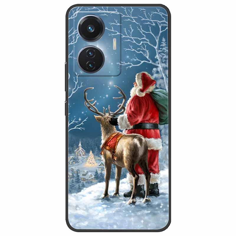 Christmas Case For Vivo T1 44W Soft Silicone Back Cover for Vivo T1 4G Snapdragon 680 Phone Case Cartoon V2153 VivoT1 4G Funda