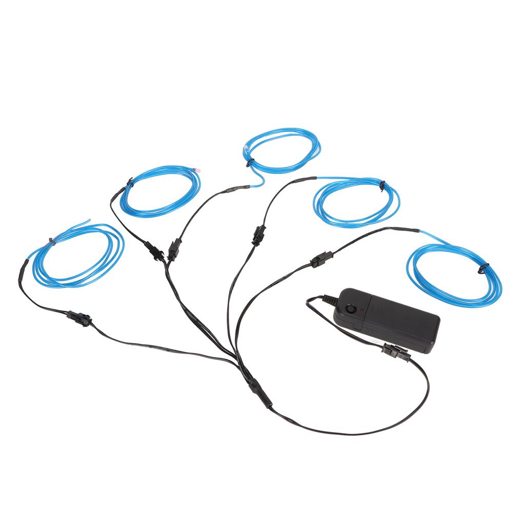 Blue EL Wire Noise Reduction Bendable Decorative 5 In 1 Neon Light Wire for Car Halloween Christmas Party