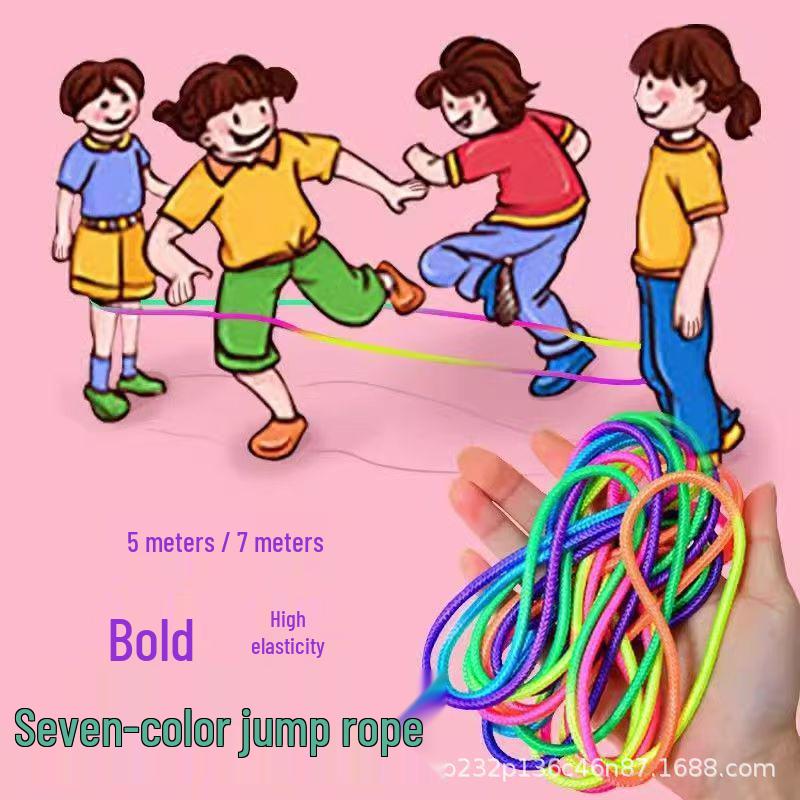 80s Nostalgic High-Elasticity Jump Rope for Kids - Durable Rubber Band Toy for Primary Students