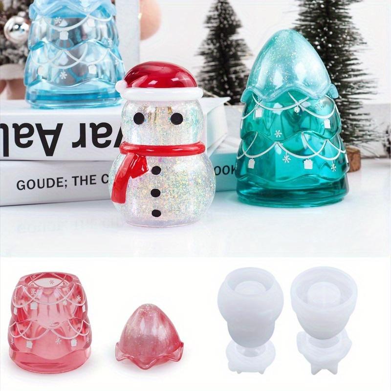 DIY Christmas Snowman Crystal Epoxy Resin Mold Christmas Tree Storage Jar Bottle Silicone Mold