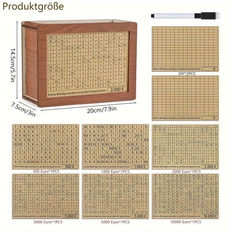 

Копилка для денег 500-10000 евро и долларов, многоразовая, ручная работа, деревянная копилка с целью сбережения и цифрами для детей и взрослых, украшение для дома