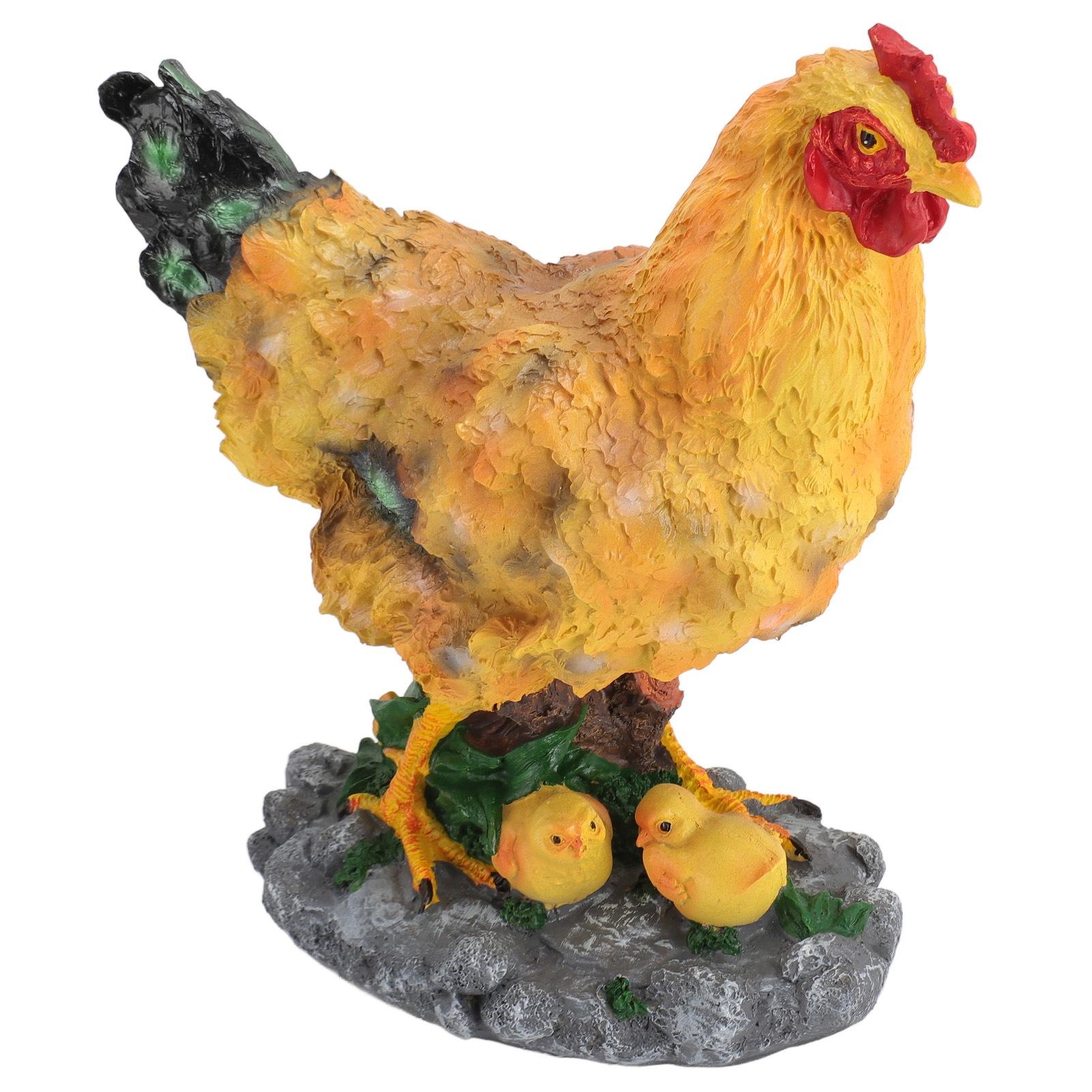 Rooster and Hen Fairy Garden Accessories,   Garden Statues for Fairy Garden Decoration,  ature Outdoor Statues for   Landscape Plant Pots, B