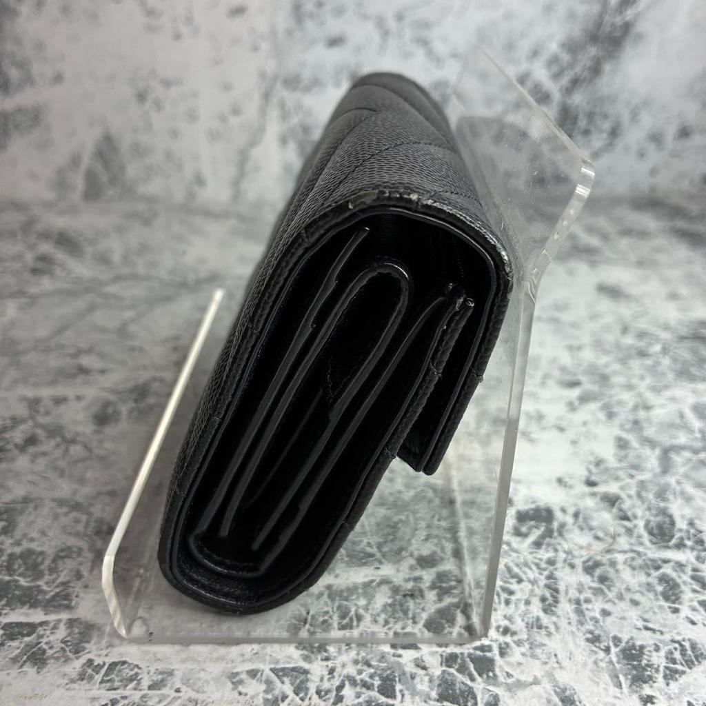 Used SAINT LAURENT Saint Laurent Black YSL Trifold Wallet Black Cassandra Wallet Compact Wallet Black