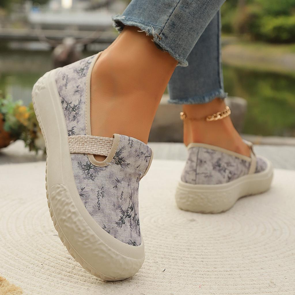 Spring Autumn Solid Color Elegant Shallow Mouth Breathable Canvas Flat Shoes New Round Toe Comfortable Casual Women's Shoes