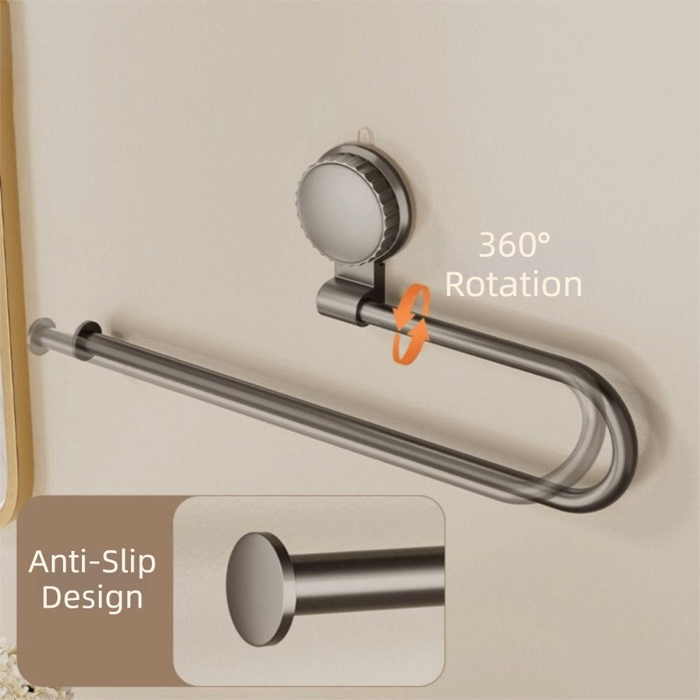 Practical Aluminum Suction Cup Tissue Holder No Punch Durable Paper Towel Holder Wall Mounted Cling Film Storage Rack Kitchen