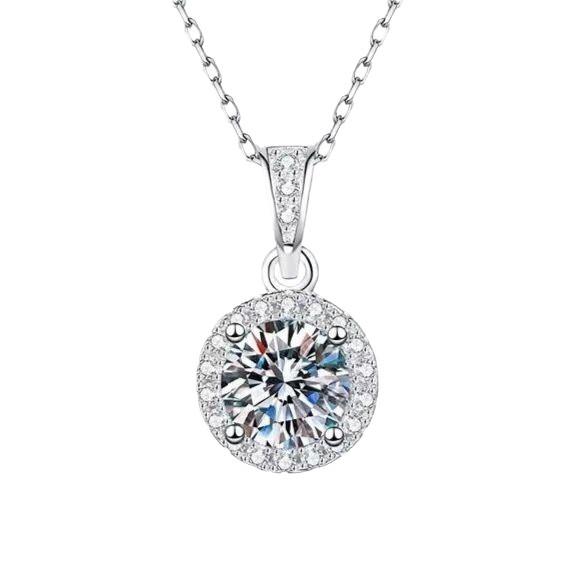 Fashion Versatile Imitation Princess Round Bag Zircon Women's Pendant Necklace Jewelry Qixi Festival Valentine's Day Collarbone Chain