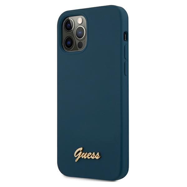 Guess Guhcp12Llslmgbl Iphone12 Pro Max 6,7 Niebieski/Blue Hardcase Metal Logo Script
