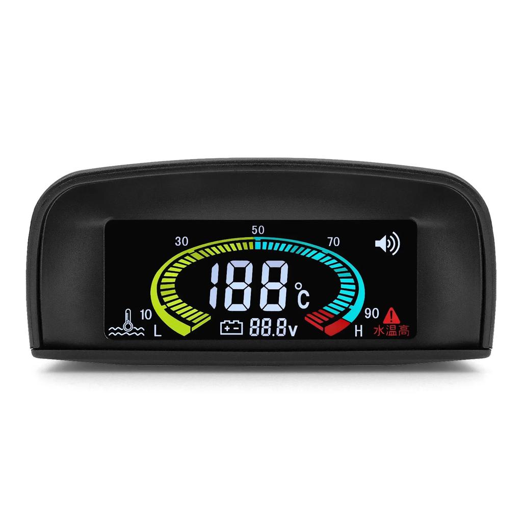 2in1 LCD Car Water Temp Gauge + Water Temperature Sensor 10mm Meter Voltmeter Voltage Digital Horizontal 12v 24v Accessories