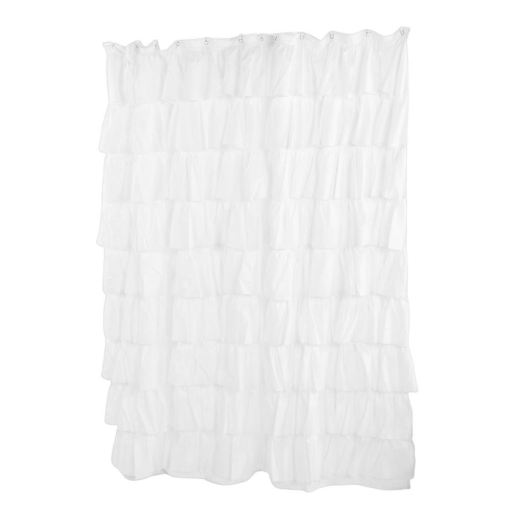 Shower Curtain 70 inch Boho Vintage Ruffle Bathroom Curtain with Hooks for Decoration