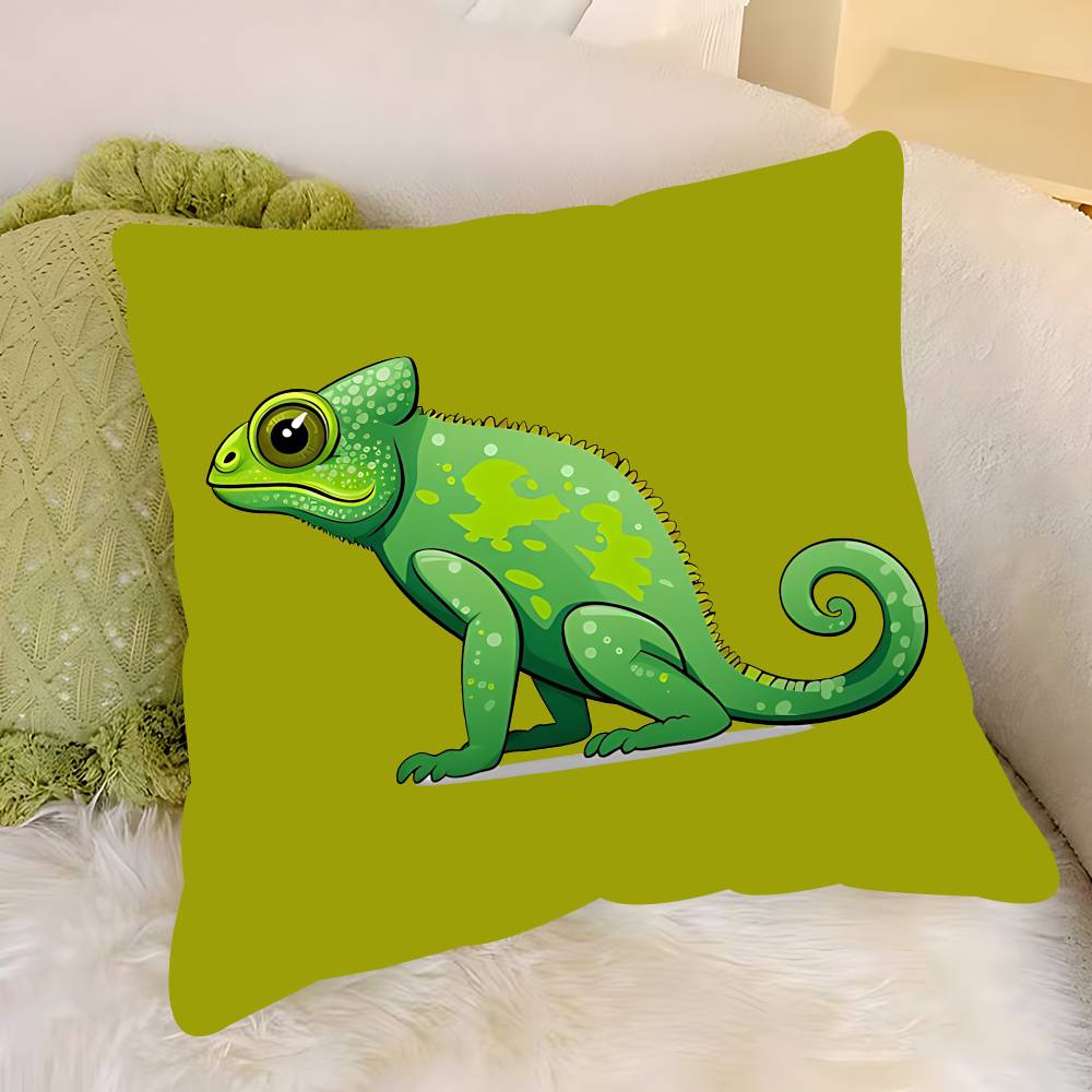 

Cartoon Chameleon Lizard Pillow Case Removable Washable Cushion Cover – All-Season Soft Linen 12x12Inch