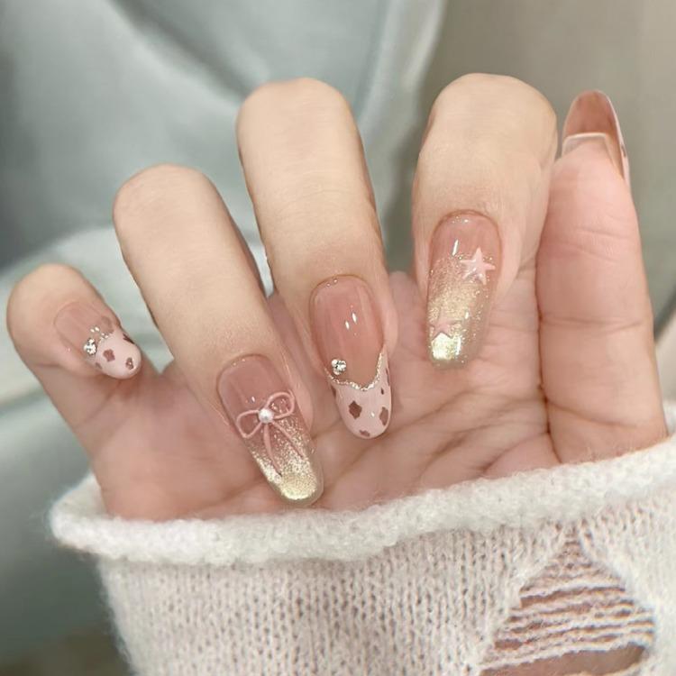 Wearing Nail Advanced Sense Spring and Summer Flash Diamond Butterfly Handmade Nail Piece Spice Girl Wearing Nail Piece