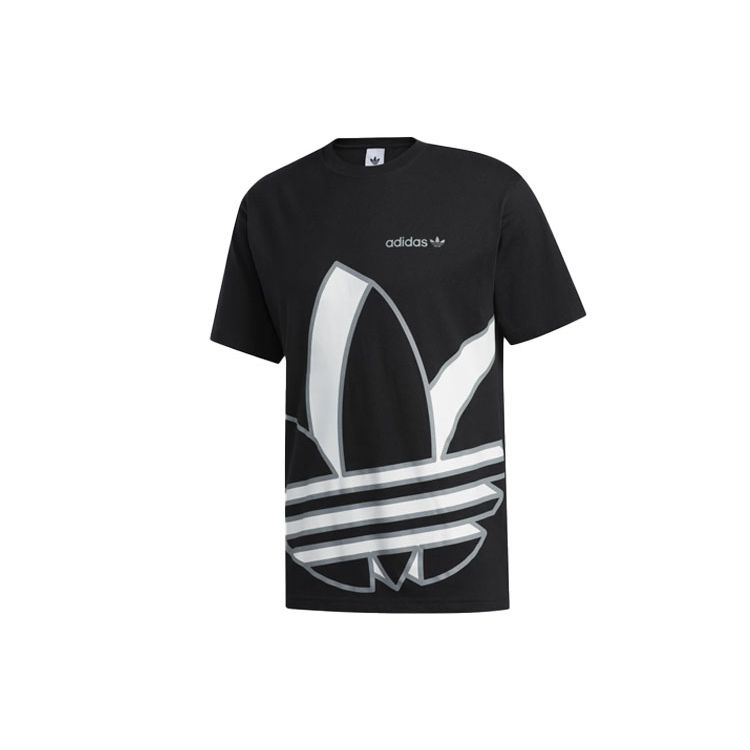 Adidas Originals Large Logo Print Sports Crew Neck Short Sleeve T-Shirt Men Tops Black GH9489