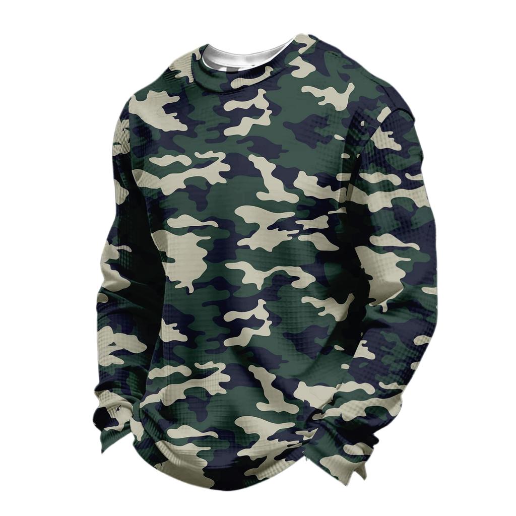 Pánský ležérní top s digitálním potiskem a dlouhým rukávem, Pánský kulatý výstřih s dlouhým rukávem