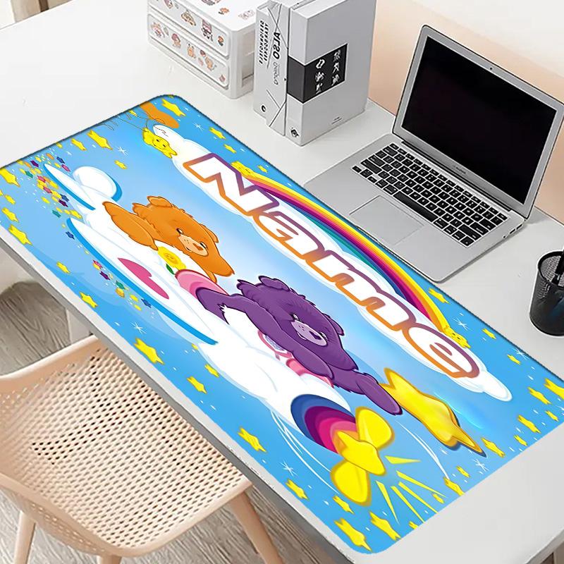 Custom Name Personalized Care Bears Pattern Mousepad, Laptop PC Desk Mat, Decorative Desk Mat for Home Keyboard Pad Gift