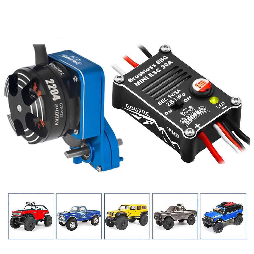 2204 2400KV Brushless Outrunner Motor W/ Transmission & 30A Brushless ESC for SCX24 RC Crawler Axial 1/24 RC Car Truck