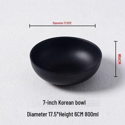 Korean Style 7-inch Black Melamine Bowl Set (5-Pack)