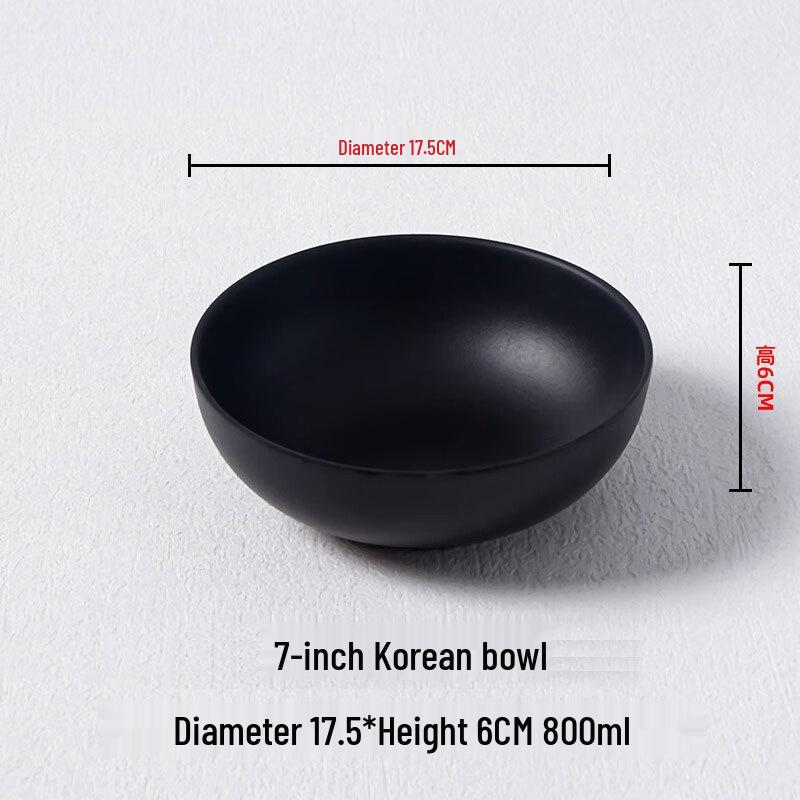 

Korean Style 7-inch Black Melamine Bowl Set (5-Pack)