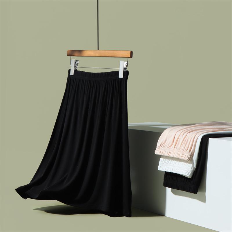 White Modal Anti-Exposure Mid-Length Petticoat Skirt