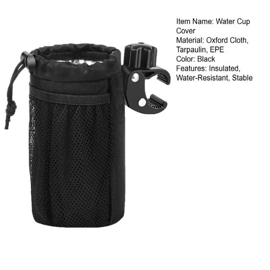 Insulated Oxford Fabric Cup Holder with Drain Clip for Bike Boat ATV Water-Resistant Drink Holder for Outdoor Adventures