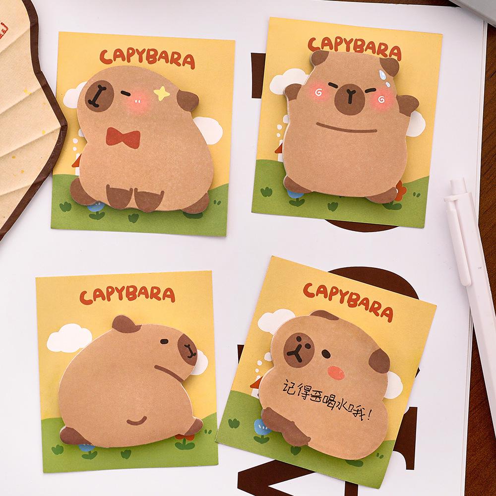 Cartoon Capybara Alien Sticky Notes - Cute Memo Pad for Students