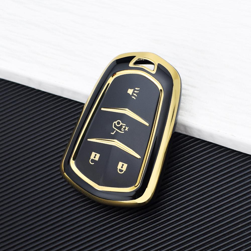 4 Buttons Car Key Shell Case Cover for Cadillac ATS CT6 CTS DTS XT5 Escalade ESV SRX STS XTS ELR 2014 - 2018 Remote Key Holder Keychain