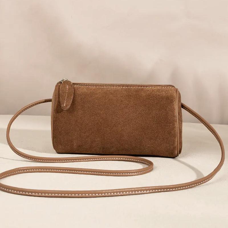 New Niche High-End Simple and Stylish Single-Shoulder Crossbody Matte Pu Pen Holder Retro Cylindrical Women's Small Bag
