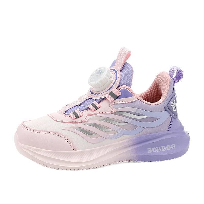 Babu Bean classmate girls shoes 2025 new autumn and winter leather waterproof girls rotating buckle children's sports shoes