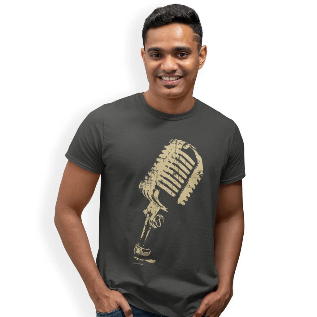 Vintage Mikrofon T-Shirt Tonaufnahme Audiogerät AUX Mikrofon Stimme Verstärken