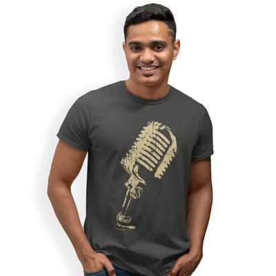 Vintage Microphone T-Shirt Sound Recording Audio Device AUX Mic Voice Amplify
