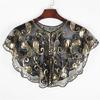 Short Mesh Shawl For Formal Clothes Feature Secure Sequins Detail Soft Polyester Cover Up Easy To Fold And Carry