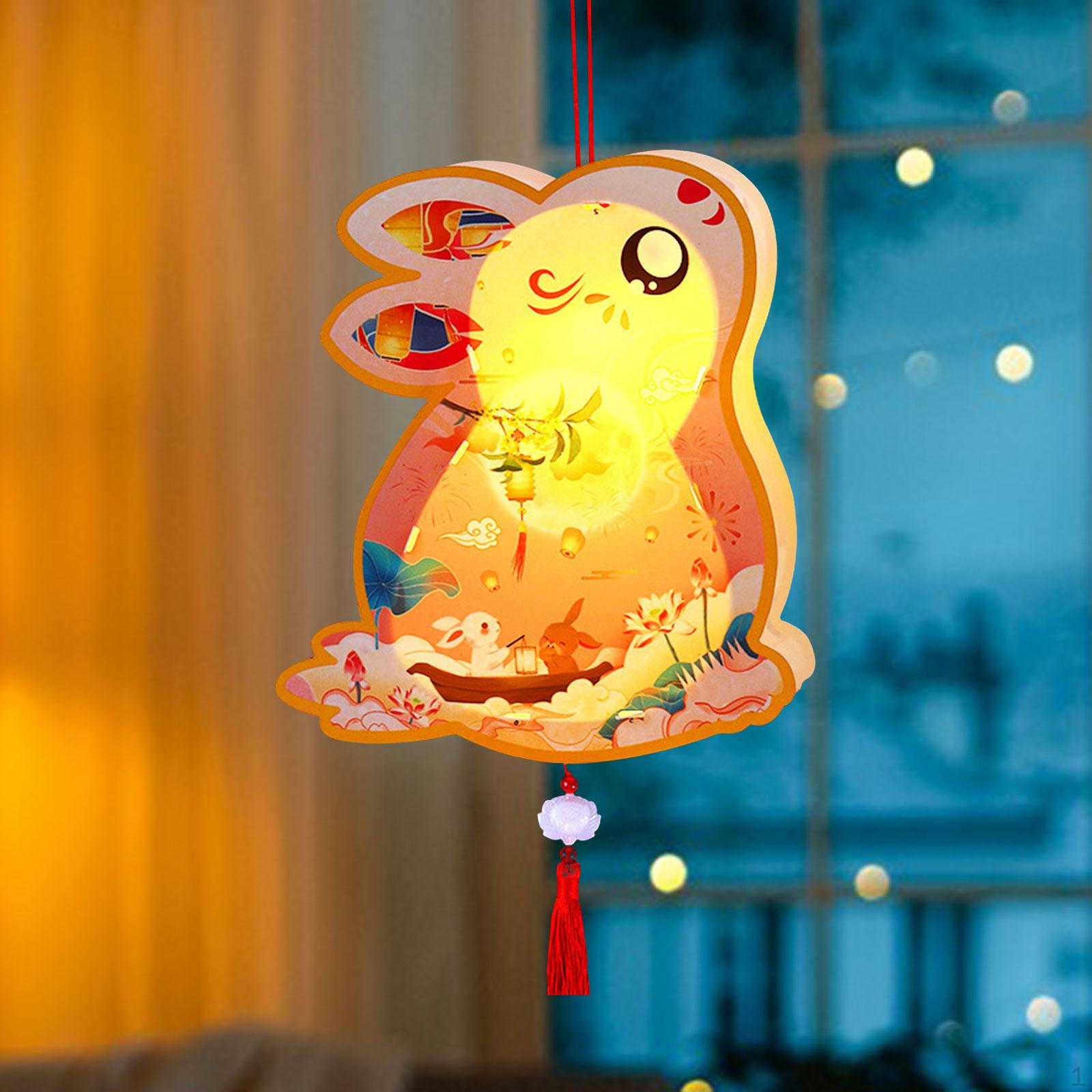3D Rabbit DIY Lantern Making Kit Mid Autumn Christmas Chinese Bunny Style B 18.2x20.8cm