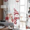 Christmas Poinsettia Berries Snowman Elk Sheer Curtains for Living Room Decoration Window Curtains Kitchen Tulle Voile Curtains