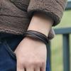 Cross-Border New Accessories Multi-Layer Simple Woven Men's Iron Bangles Magnet Buckle Imitation Leather Spot