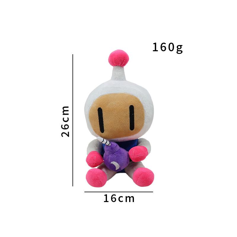 26CM Creative Cartton Game Bomberman Plush Toy Soft Game Figure Plushie Room Decoration Fans Collection Toy Birthday Gifts